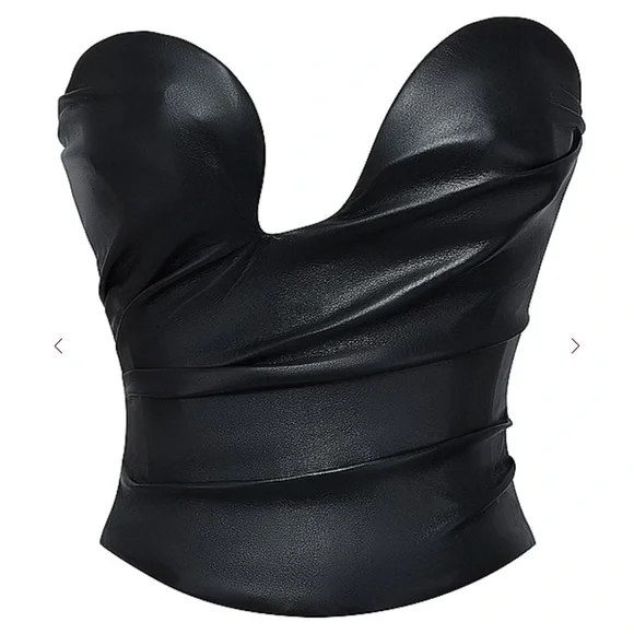 HOUSE OF CB Saffira Black Plunge Vegan Leather Corset. Size Small. New With Tags - Picture 4 of 13